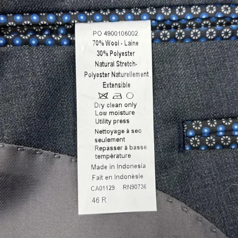 Lauren Ralph Lauren Wool Blend Gray Two Button Blazer Men's Size 46R